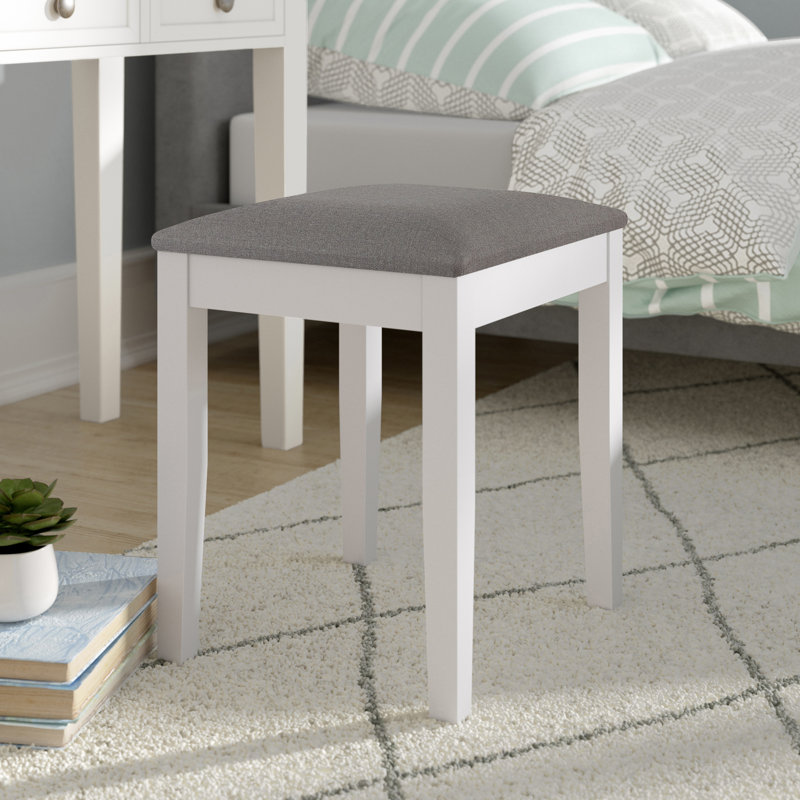 Manufactured Wood Accent Stool, Grey, Linen
