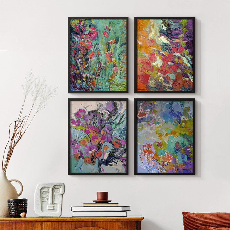 «Amethyst Sapphire», reproduction encadrée - ensemble de 4, Noir, H 10 po x l 32 po