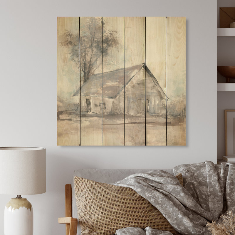 Farmhouse Barn Gray III - peinture sur bois sans cadre, H 30 po x l 30 po x P 1 po