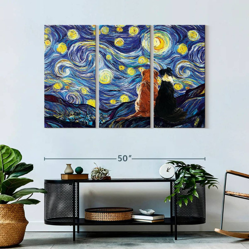 «Dogs Journey Starry Night», reproduction sur toile, H 50 po x l 32 po x P 1,25 po