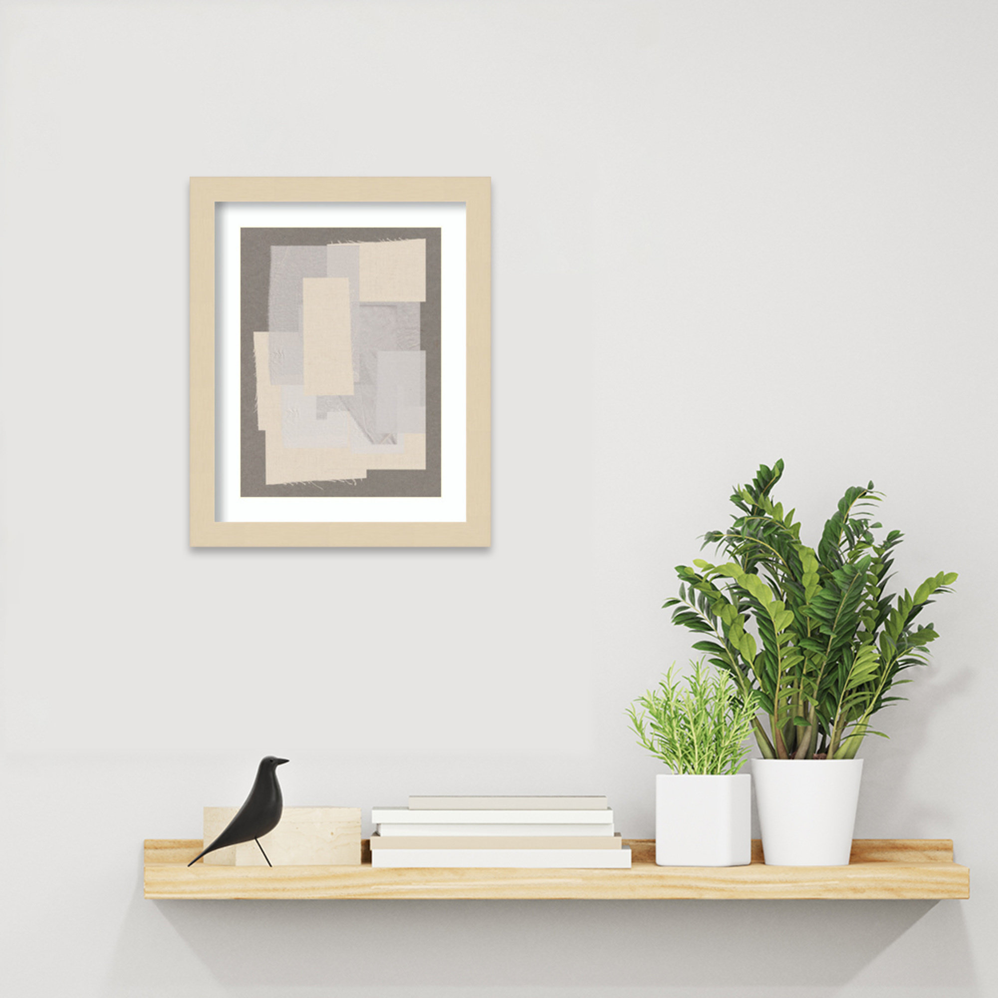 Fabric Pattern Collage No 7 by The MIUUS STUDIO Wood Framed Wall Art Print, 13" H x 11" W, Brown