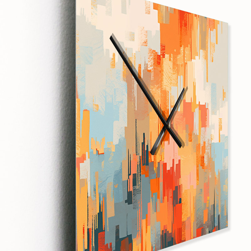 Horloge murale moderne orange et beige, Médium
