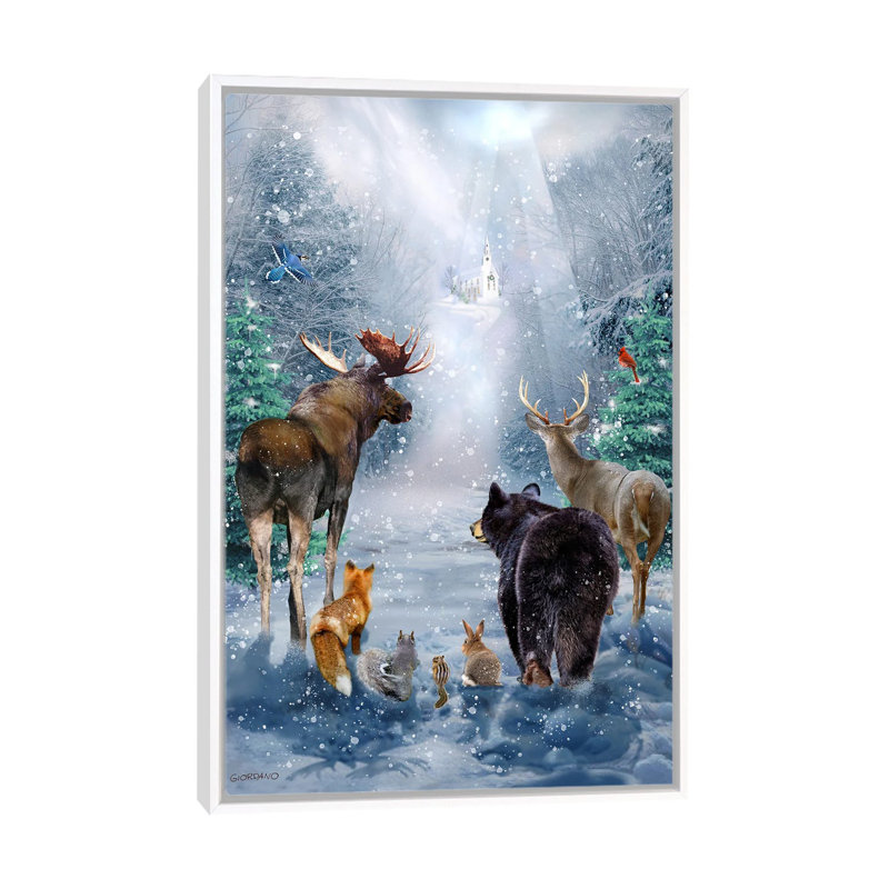 Woodland visiteurs, H 40 po x l 26 po, Cadre flottant blanc