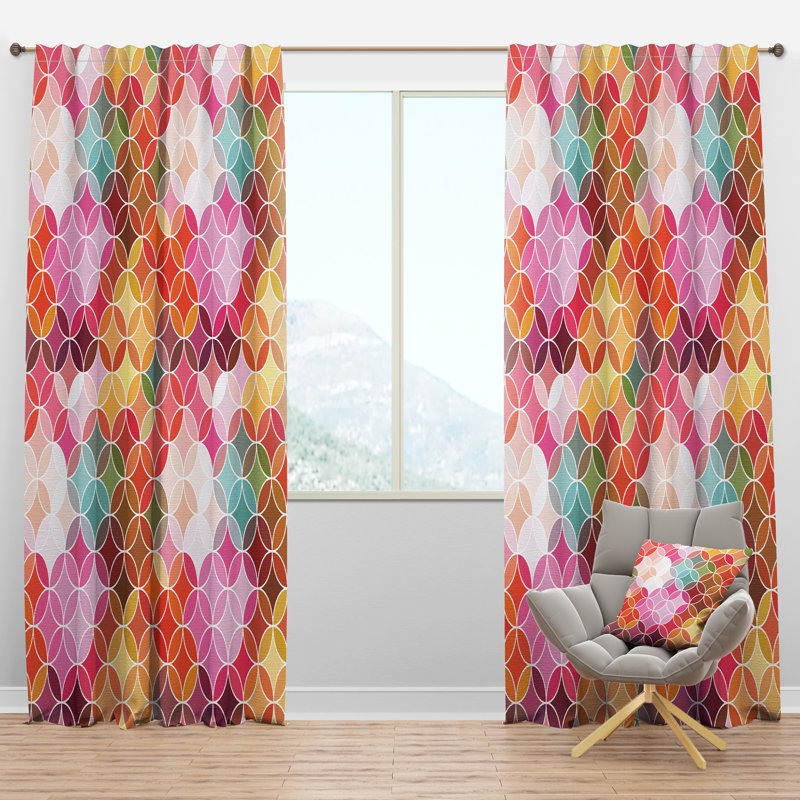 Panneau de rideau simple semi-diaphane avec passe-tringle Mid-Century Design, l 52 po x L 120 po