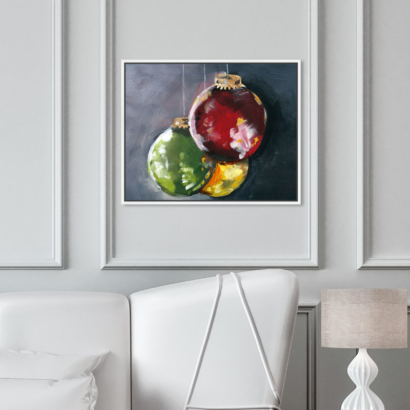 Ornements, reproduction d'art sur toile tendue, H 20 po x l 24 po, Cadre flottant, Blanc