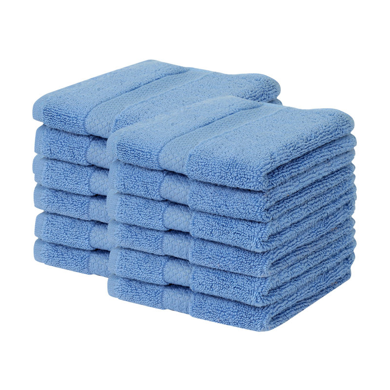 Splash 100% Cotton Zero Twist Washcloth Set, 550 GSM Soft Absorbent Cotton Washcloths & Face Towels for Bathroom, Spa & Daily Use, OEKO-TEX Certified, 12 Pack, Dark Blue