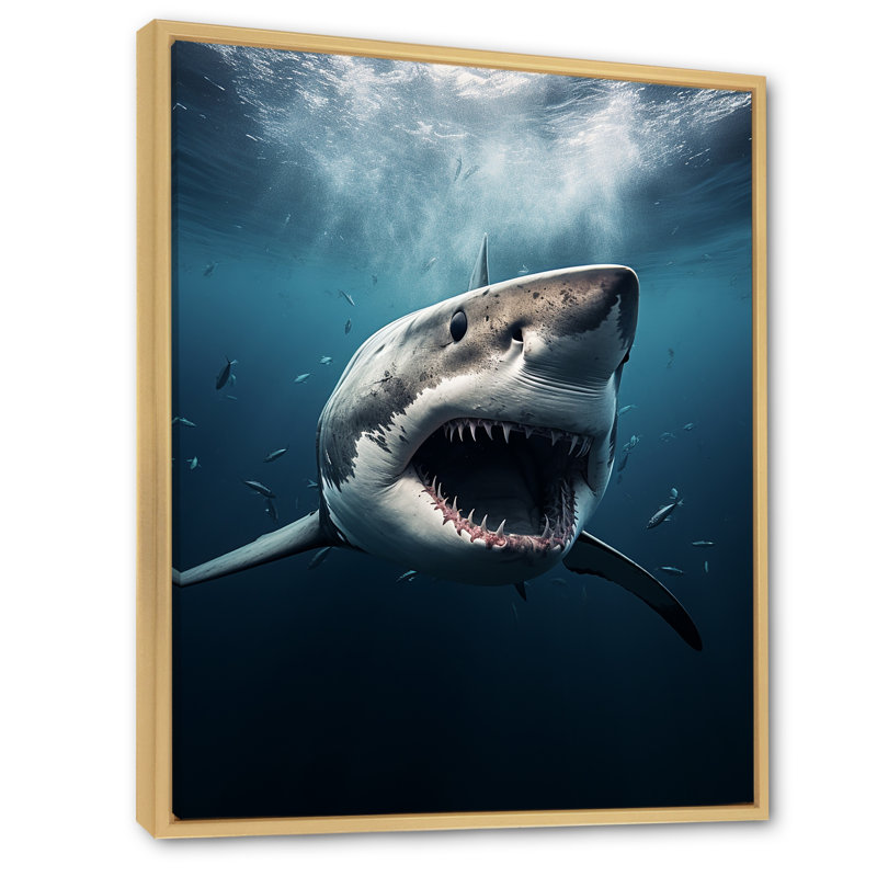 " Blue Shark Apex Predator Photo ", Natural Floater Framed, 32" H x 16" W x 1" D