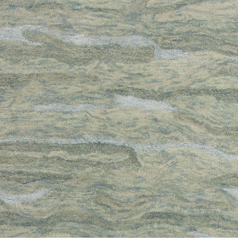 Rectangle Annmaria Abstract Machine Made Rectangle 3'3" x 5'3" Wool Area Rug in Beige/Green/White, 1 x 39 x 63 inches