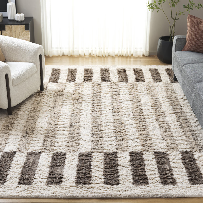 Kairese Hand Tufted Wool Pile Striped Rug, Rectangle 8' x 10'