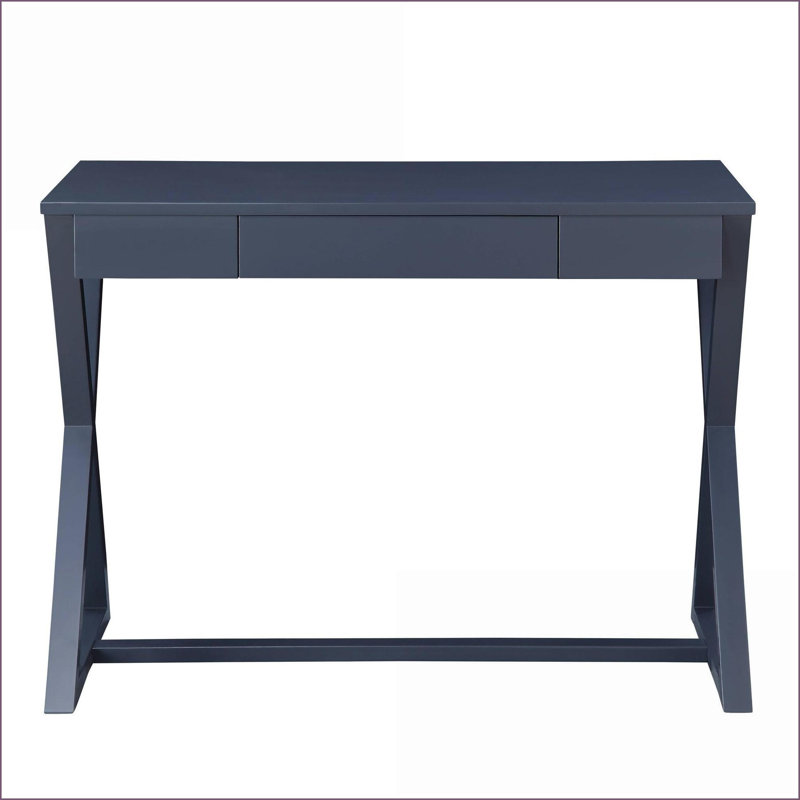Console élégante couleur anthracite avec piétement en X et 1 tiroir pour ranger les petits articles essentiels