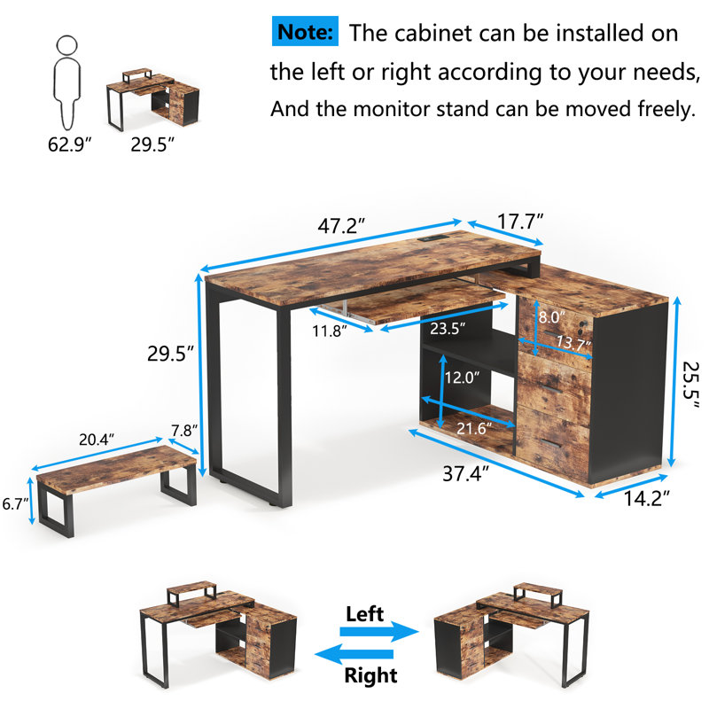 Bureau Masontown avec prises intégrées