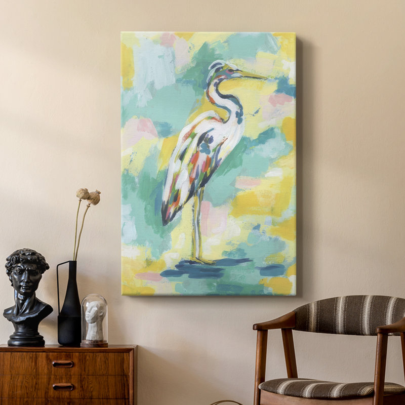 Bright Heron Fresco III - galerie Cavas personnalisée, H 60 po x l 40 po