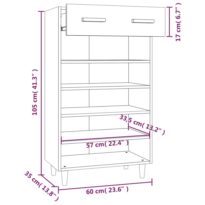 10 Pair Shoe Storage Cabinet, Concrete Grey