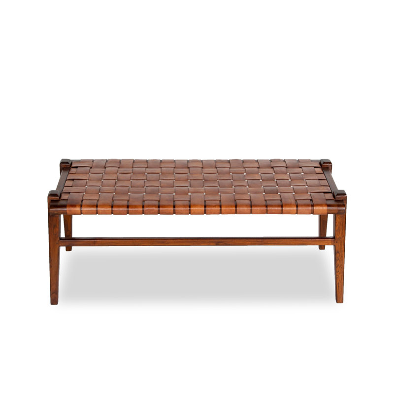 Genuine Leather Upholstered Bench