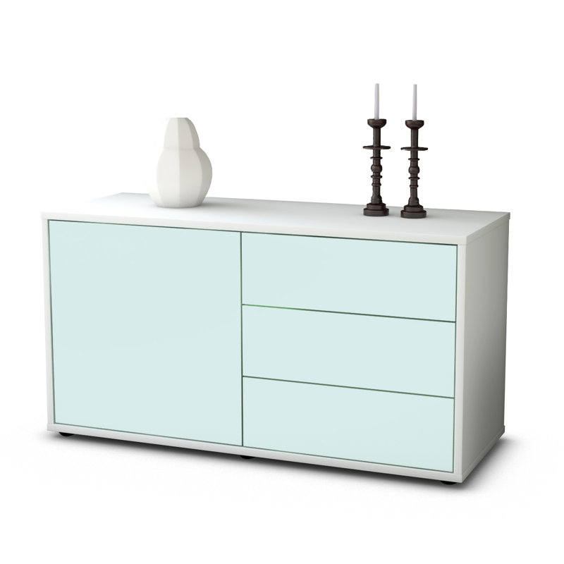 Penny Unfinished TV Stand for TVs up to 40", Light Blue / Matte White