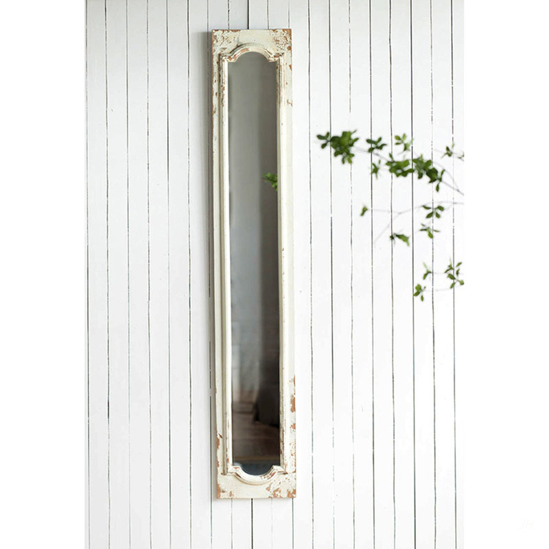 Miroir de plancher 11,8 x 1,6 x 69,3 po avec finition blanche vieillie