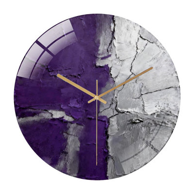 12" Round Tempered Glass Wall Clock with Silent Quartz Movement