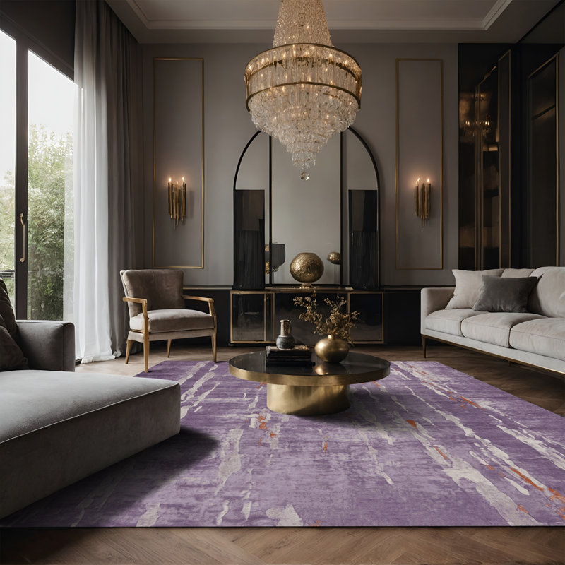 Tapis mauve soyeux et moelleux, Rectangle 2 pi x 3 pi