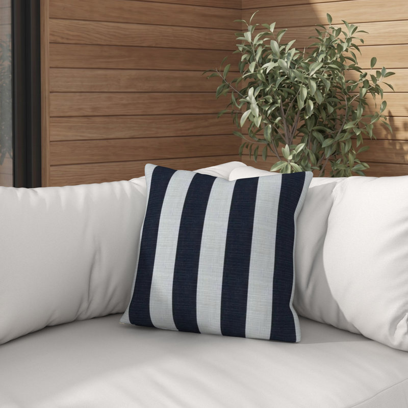 Lani Sunbrella® Indoor/Outdoor Throw Pillow, Sunbrella Expressive Mist Striped, Square 20"