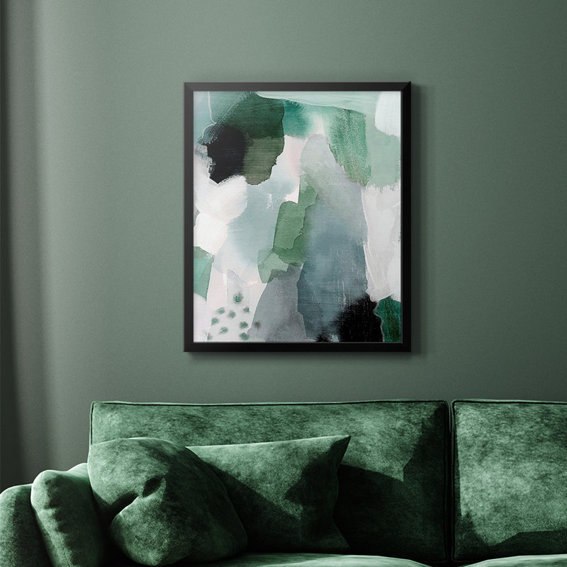 Turquoise Waters I, toile encadrée de qualité supérieure - prête à être accrochée, H 24 po x l 20 po, Noir