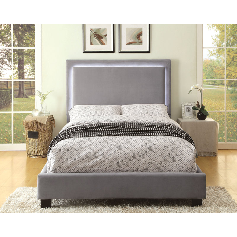 Lit plateforme Mcmahan, Reine, Gris