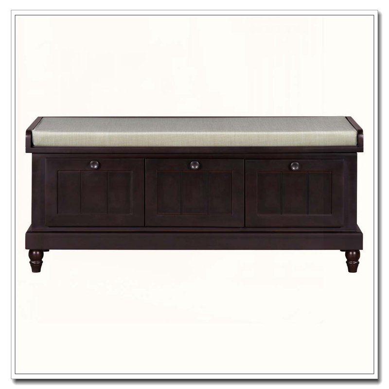 Classic Storage Bench with 3 Drawers, Hidden Compartment, and Cushioned Seat, Espresso