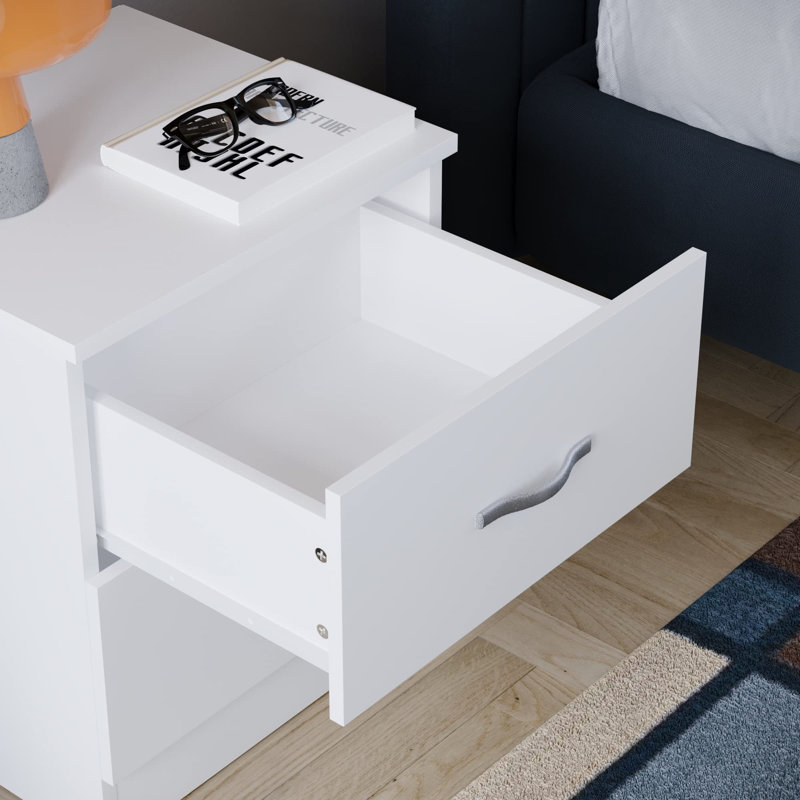 Antroine 40 cm W Bedside Table, Highgloss sand grey