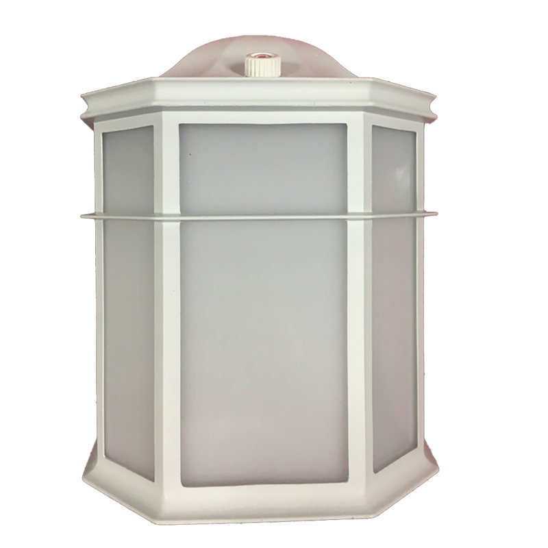 White Steel LED Outdoor Wall Sconce with Photocell Sensor