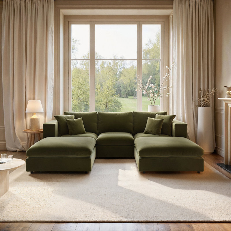 4 Seater Chaise End Sofa, Beige