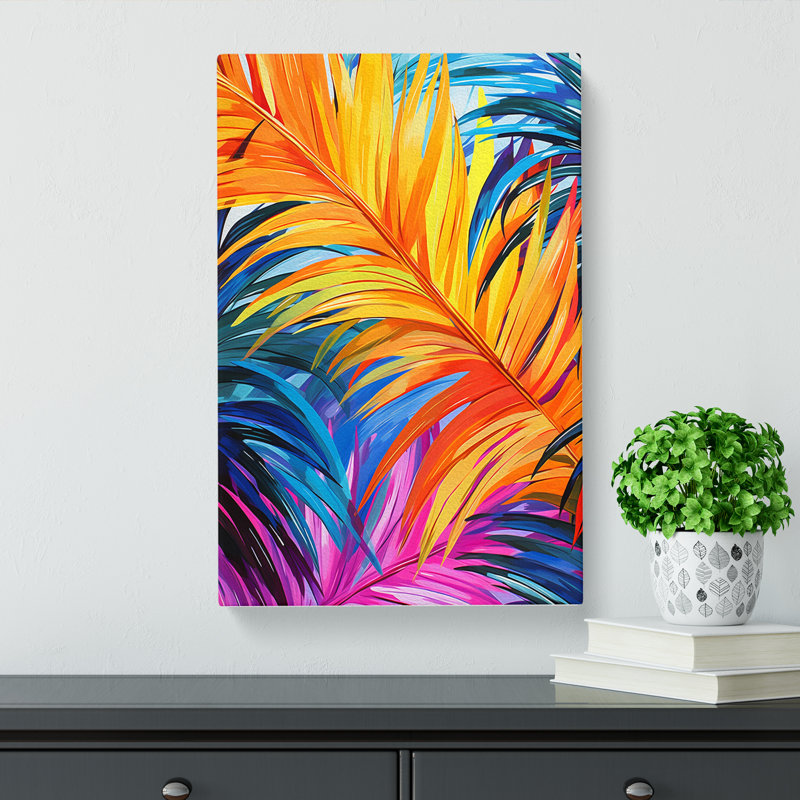 Palm Leaf Pop - Wrapped Canvas, 50cm H x 35cm W x 3cm D