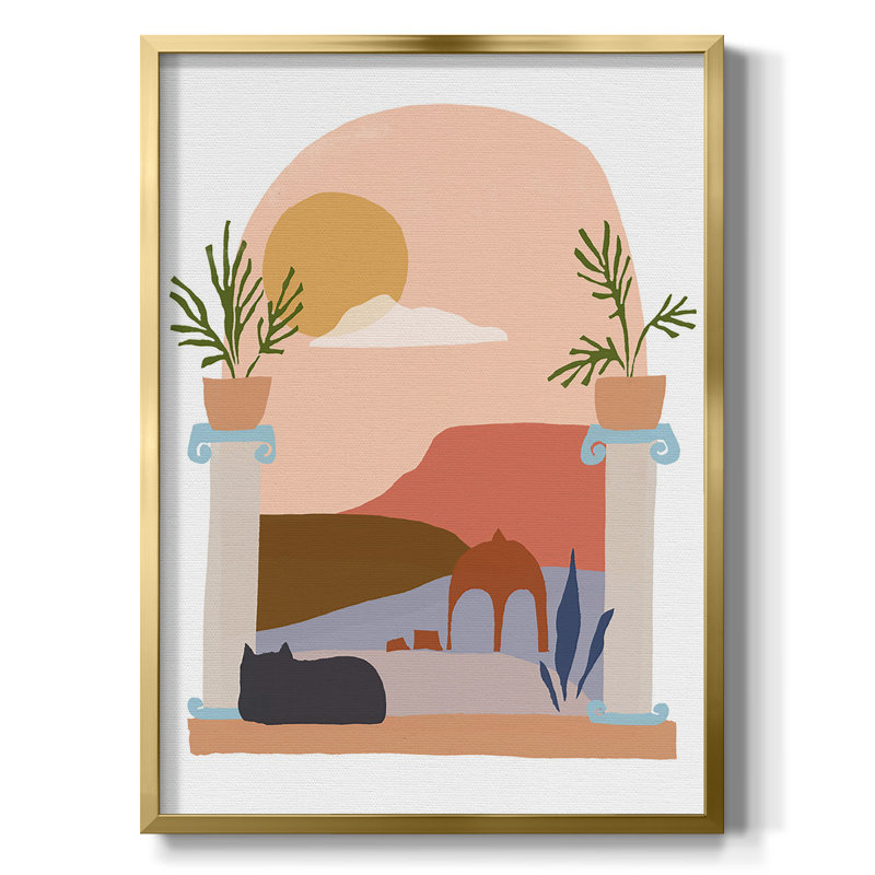 Raphia Palm I, Pas de tapis, Toile avec cadre doré
