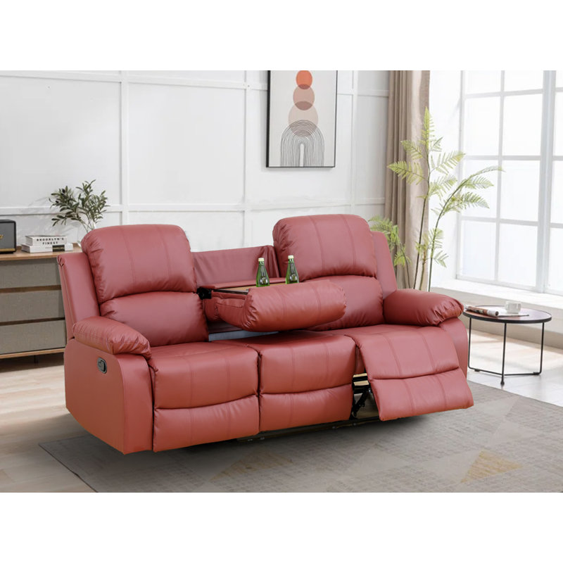 Lysi Faux Leather Recliner, Red Faux Leather
