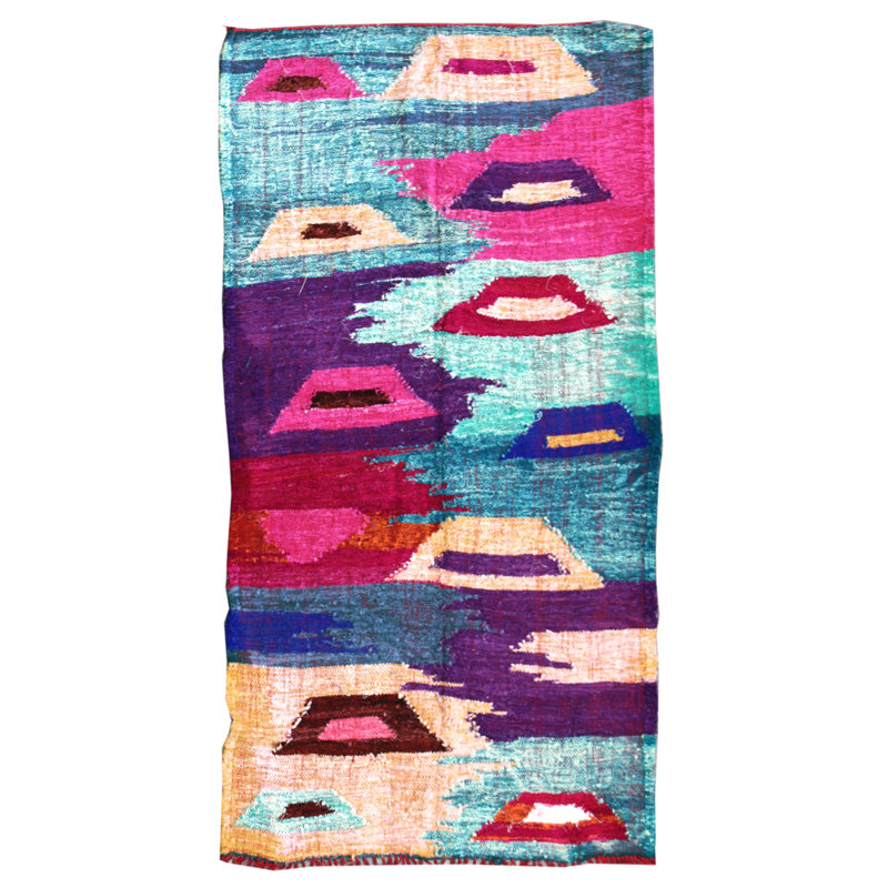 Tapis unique mauve / bleu sarcelle / rose / beige tissé à la main 4 pi 6 po x 8 pi Moroccan