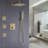 Solid Brass Thermostatic Shower System with 3 Body Sprays Jets and Handhel Shower (Valve Included)-69259175
