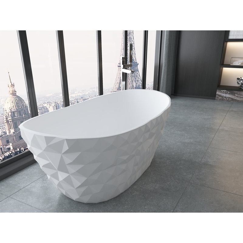 Knightsbrook 64" X 33" Freestanding Soaking Solid Surface Bathtub