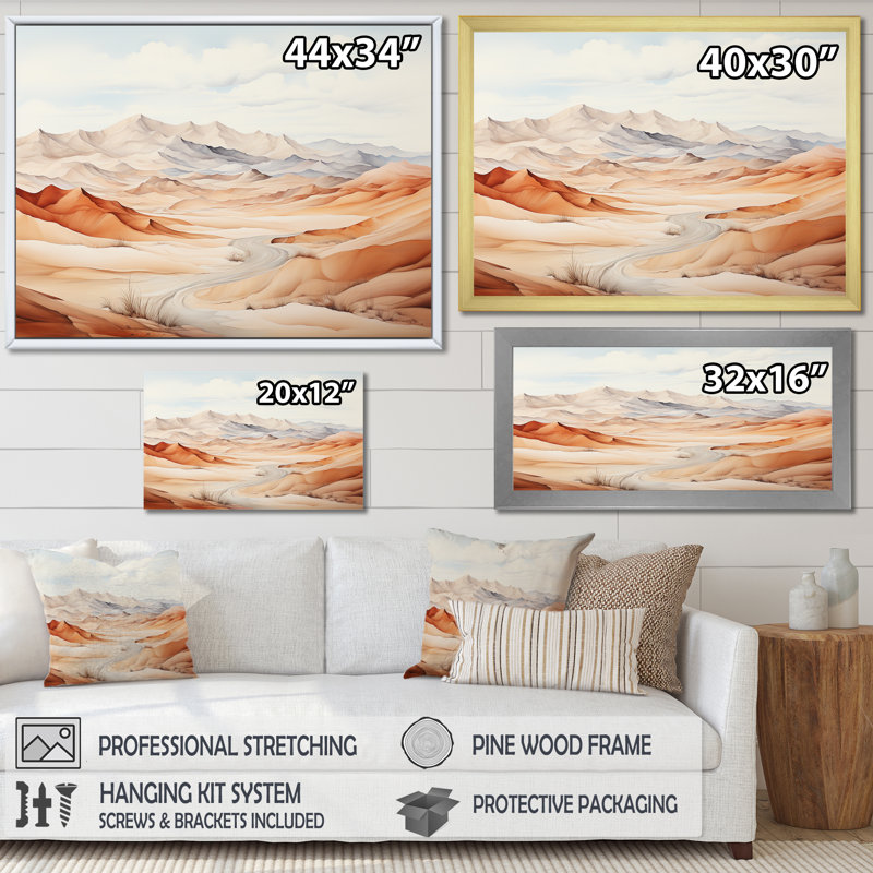 " Saharas Desert Silence ", 16" H x 32" W x 1" D, Gold Floater Framed