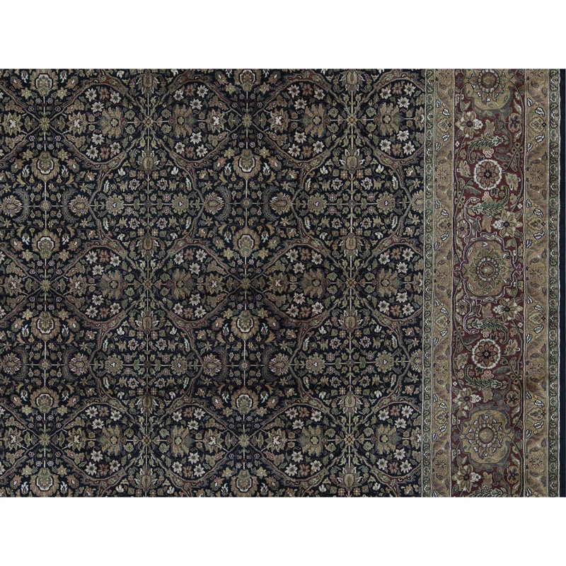 Tapis noir et rouge de haute qualité noué à la main