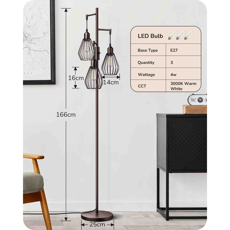 Benoto 166cm Tree Floor Lamp, Brown