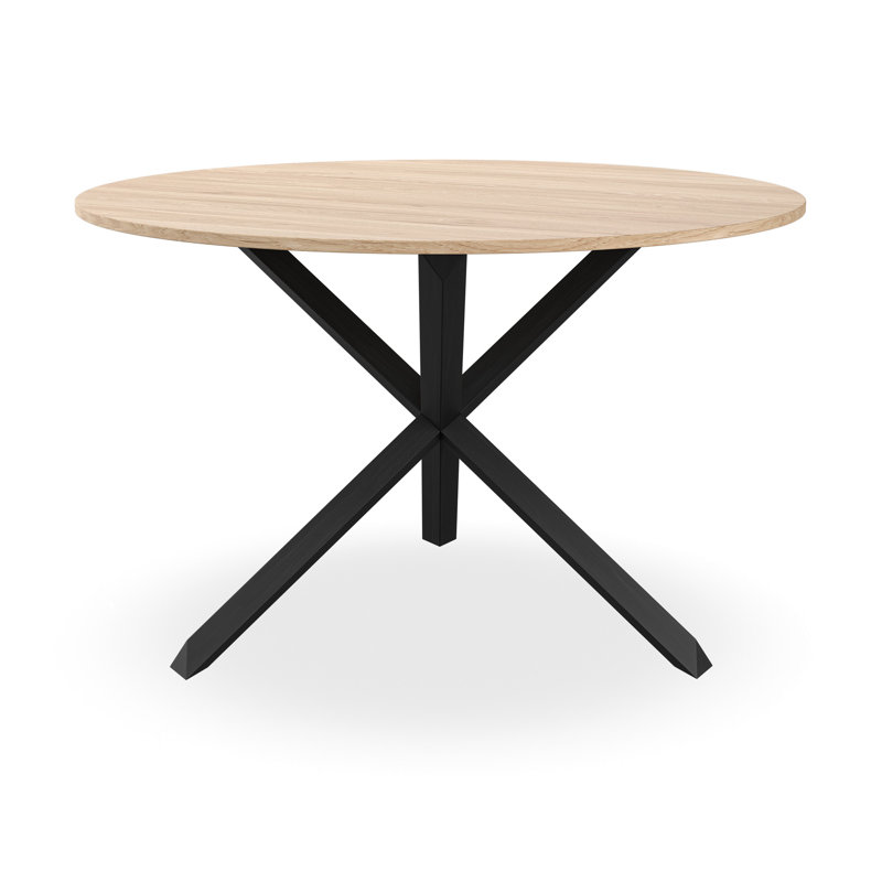Daryen Round Solid Wood Base Dining Table, Black