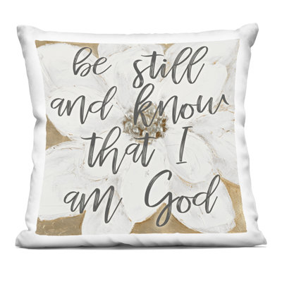 Coussin décoratif imprimé de fleurs «Know That I Am God», conception par Lanie Loreth, 18 x 7 x 18