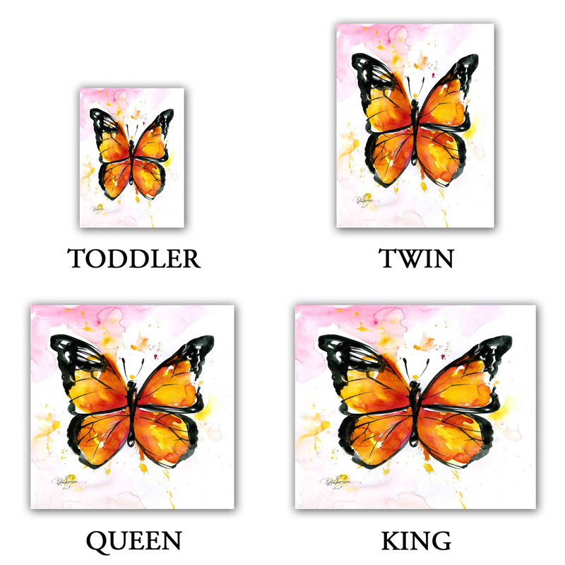 Ensemble de housse de couette à papillon monarch, 1 housse simple + 1 taie standard