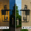 Lanterne murale d'extérieur moderne noir mat moderne avec luminaire extérieur en verre trempé transparent à fond ouvert pour entrée, garage, patio