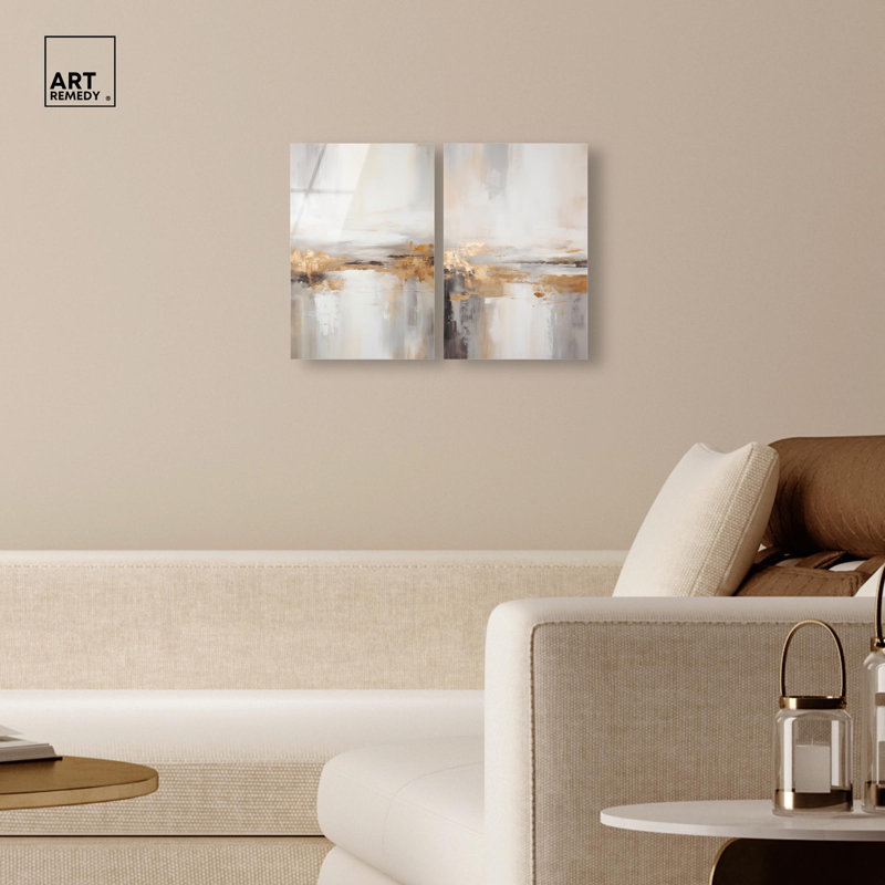 Ensemble de 2 panneaux Gilded Luxe Glam Art , H 15 po x l 20 po