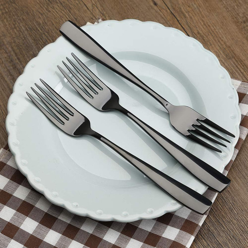 12-piece Black Stainless Steel Dinner Fork Set