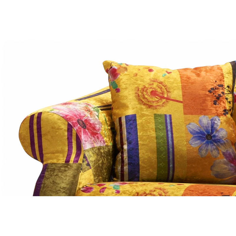 Forsyth Crushed Velvet Patchwork Sofa, 2, Gold