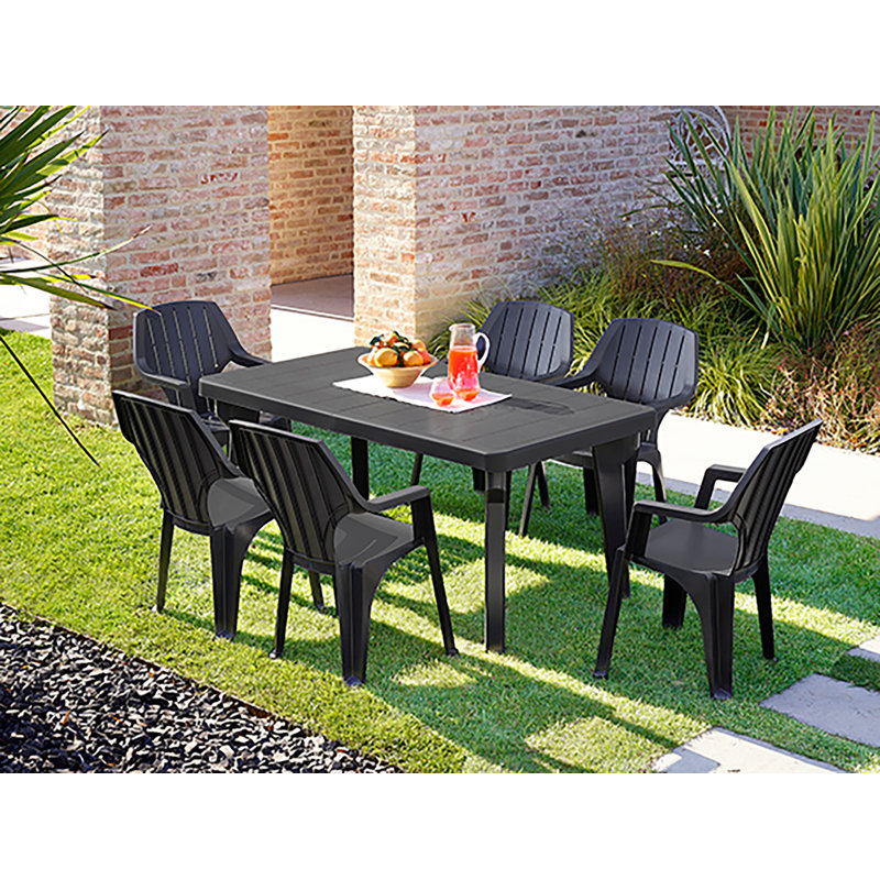 Itai Patio Dining Set with Rectangular Table, Antracite