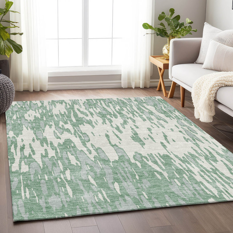 Premium Machine Washable Prisco Sage Rug, Rectangle 8' x 10'