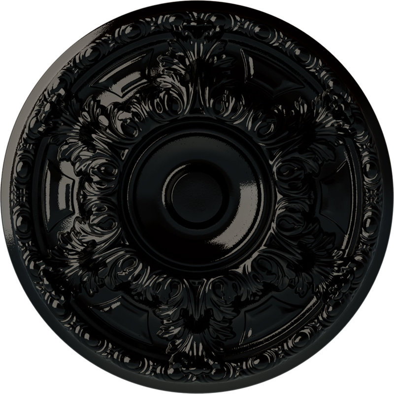 Médaillon de plafond H 2 1/2 po x l 23 3/8 po x P 2 1/2 po Granada, Perle noire, H 19 po x l 19 po x P 2,5 po