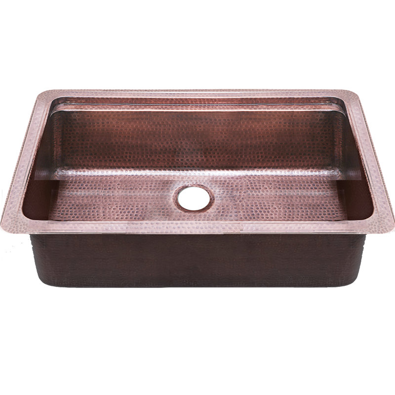 Brightwork Home 32'' L Stainless Steel Undermount Single Basin Kitchen Sink, Copper