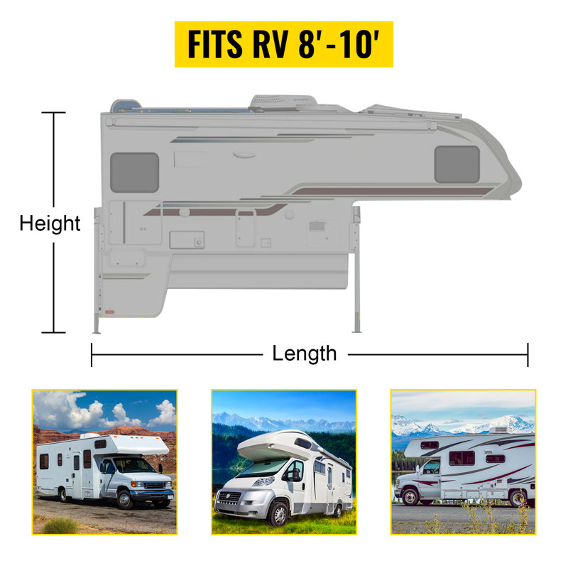 Housse pour camping-car VEVOR, housse pour roulotte de voyage de 8 pi à 10 pi, housse de caravane pour camping-car extra-épaisse 4 couches anti-UV avec patch adhésif et sac de rangement